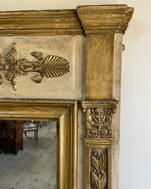 LARGE 19TH CENTURY FRENCH PAINTED AND GILDED MIRROR - ADDITIONAL PHOTO 5