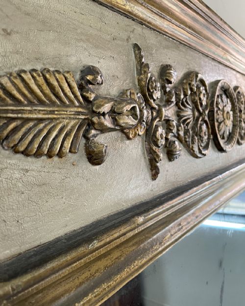 LARGE 19TH CENTURY FRENCH PAINTED AND GILDED MIRROR - ADDITIONAL PHOTO 8