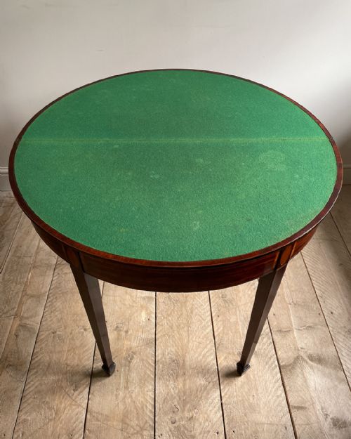 FINE QUALITY GEORGIAN MAHOGANY DEMI LUNE CARD TABLE - ADDITIONAL PHOTO 8