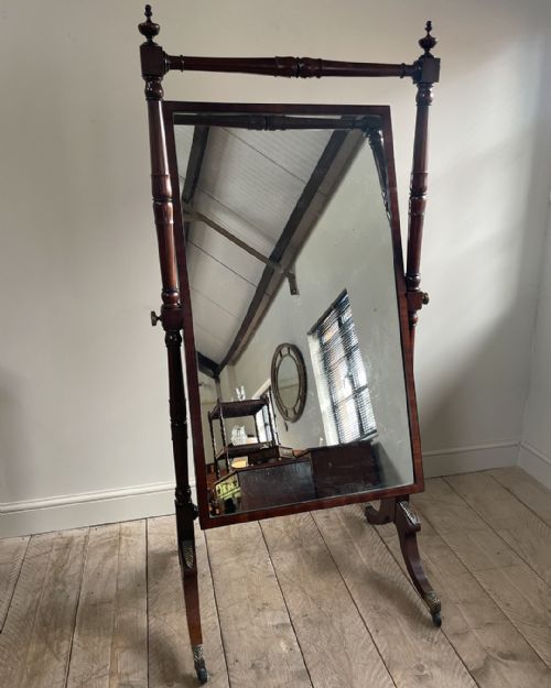 REGENCY MAHOGANY CHEVAL MIRROR - ADDITIONAL PHOTO 1