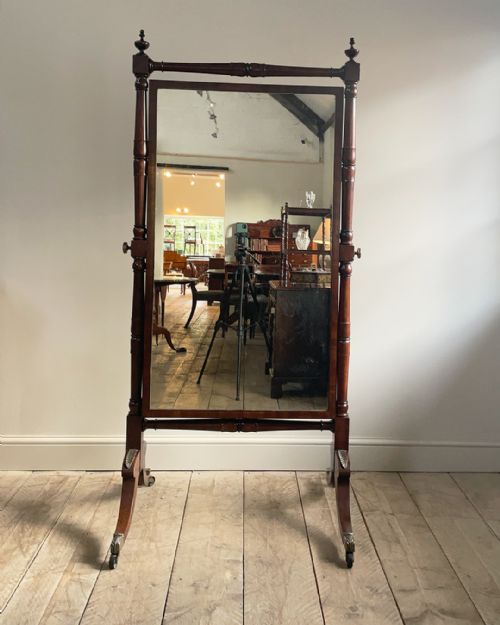REGENCY MAHOGANY CHEVAL MIRROR - ADDITIONAL PHOTO 2