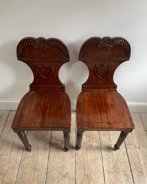 PAIR OF GEORGE IV MAHOGANY HALL CHAIRS - ADDITIONAL PHOTO 5