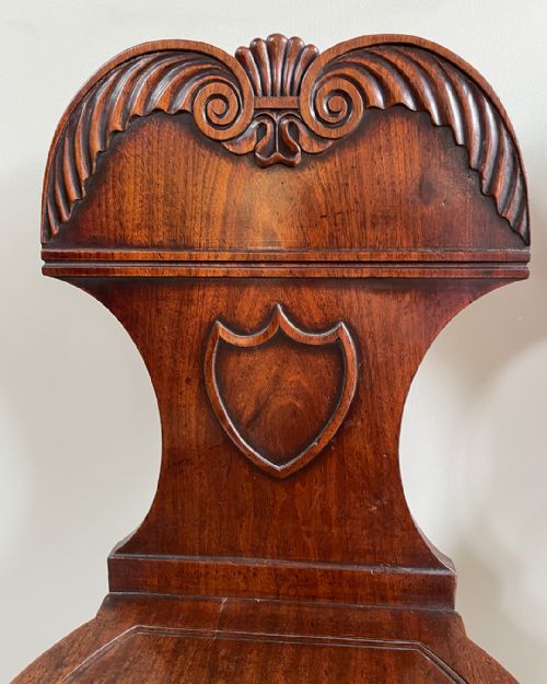 PAIR OF GEORGE IV MAHOGANY HALL CHAIRS - ADDITIONAL PHOTO 6