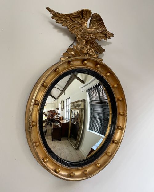 19TH CENTURY CONVEX MIRROR WITH EAGLE - ADDITIONAL PHOTO 1