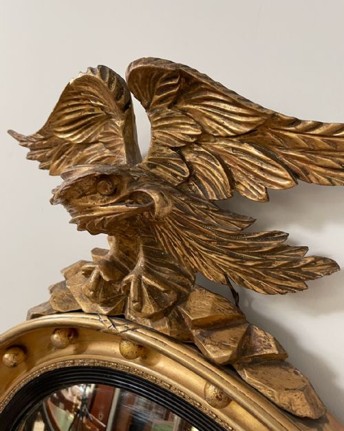 19TH CENTURY CONVEX MIRROR WITH EAGLE - ADDITIONAL PHOTO 2