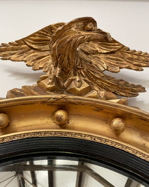 19TH CENTURY CONVEX MIRROR WITH EAGLE - ADDITIONAL PHOTO 3