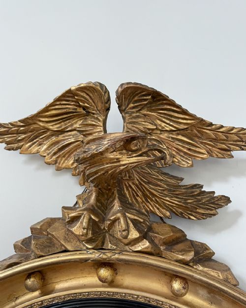 19TH CENTURY CONVEX MIRROR WITH EAGLE - ADDITIONAL PHOTO 4