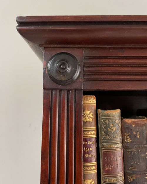 TALL 19TH CENTURY MAHOGANY OPEN BOOKCASE - ADDITIONAL PHOTO 3