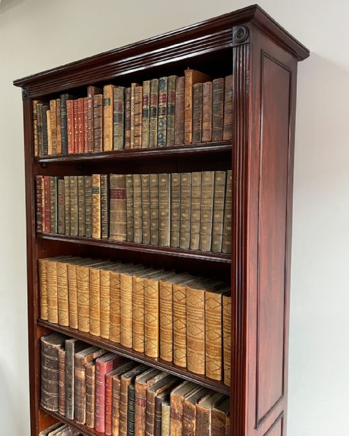 TALL 19TH CENTURY MAHOGANY OPEN BOOKCASE - ADDITIONAL PHOTO 4
