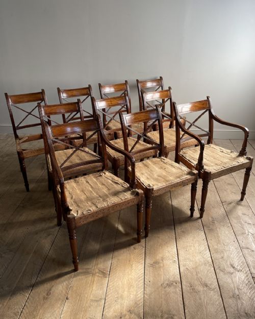 SET OF TEN REGENCY MAHOGANY CROSS BACK DINING CHAIRS - ADDITIONAL PHOTO 1