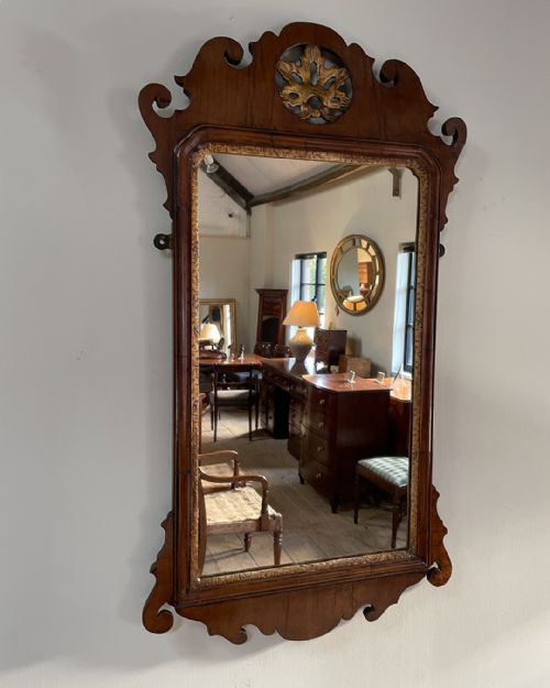 GEORGE III WALNUT FRET MIRROR - ADDITIONAL PHOTO 2