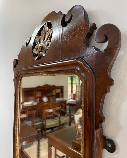 GEORGE III WALNUT FRET MIRROR - ADDITIONAL PHOTO 3