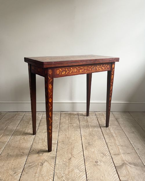 19TH CENTURY DUTCH MARQUETRY MAHOGANY CARD TABLE - ADDITIONAL PHOTO 1