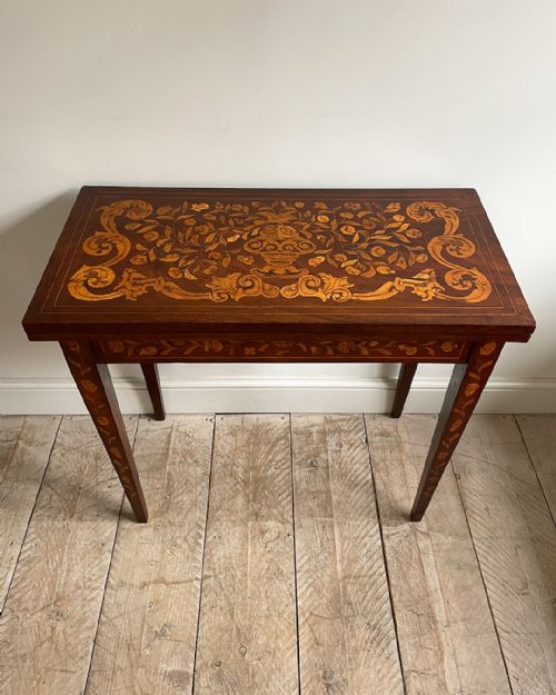 19TH CENTURY DUTCH MARQUETRY MAHOGANY CARD TABLE - ADDITIONAL PHOTO 4