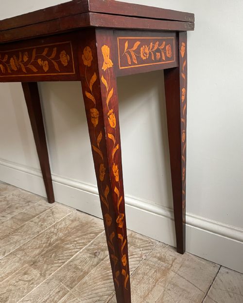 19TH CENTURY DUTCH MARQUETRY MAHOGANY CARD TABLE - ADDITIONAL PHOTO 6