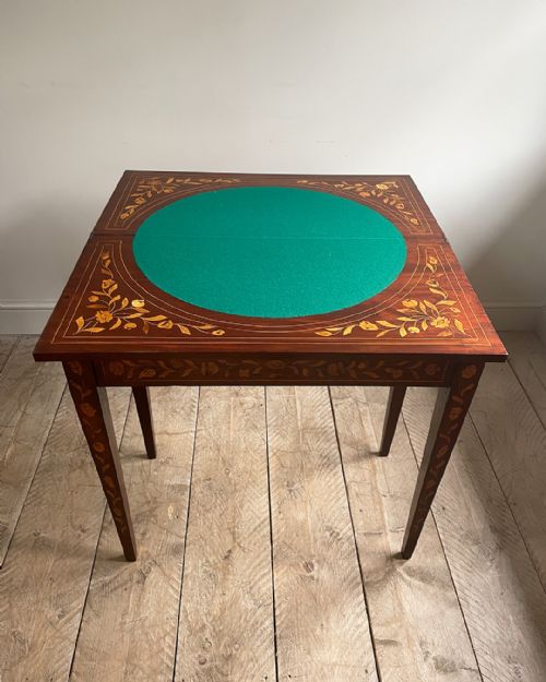19TH CENTURY DUTCH MARQUETRY MAHOGANY CARD TABLE - ADDITIONAL PHOTO 7