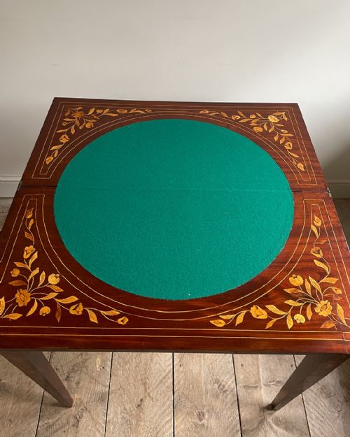19TH CENTURY DUTCH MARQUETRY MAHOGANY CARD TABLE - ADDITIONAL PHOTO 8