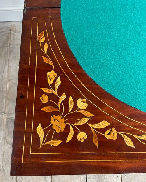 19TH CENTURY DUTCH MARQUETRY MAHOGANY CARD TABLE - ADDITIONAL PHOTO 9