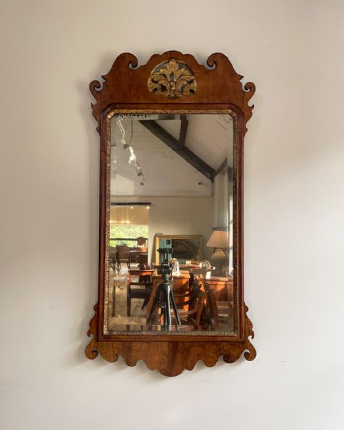 george ii walnut and parcel gilt fret mirror - CATEGORY: ANTIQUE MIRRORS - DATED 18TH CENTURY