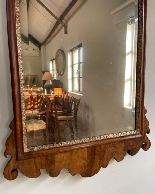 GEORGE II WALNUT AND PARCEL GILT FRET MIRROR - ADDITIONAL PHOTO 3