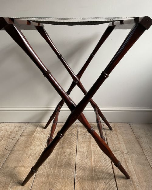 OVAL MAHOGANY BUTLERS TRAY ON STAND - ADDITIONAL PHOTO 9