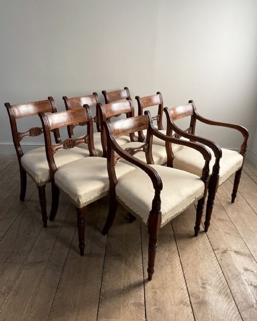 fine set of eight regency mahogany chairs - CATEGORY: ANTIQUE CHAIRS - DATED REGENCY