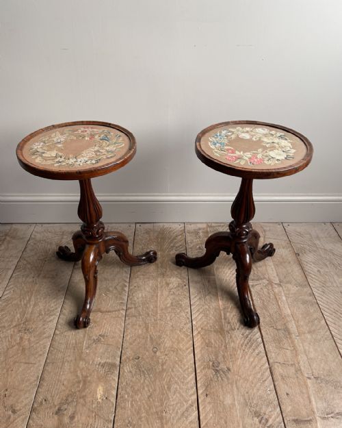 CHARMING PAIR OF ROUND ROSEWOOD LAMP TABLES - ADDITIONAL PHOTO 2