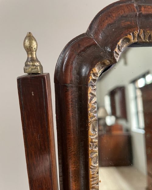 GEORGIAN MAHOGANY SERPENTINE TOILET MIRROR - ADDITIONAL PHOTO 7