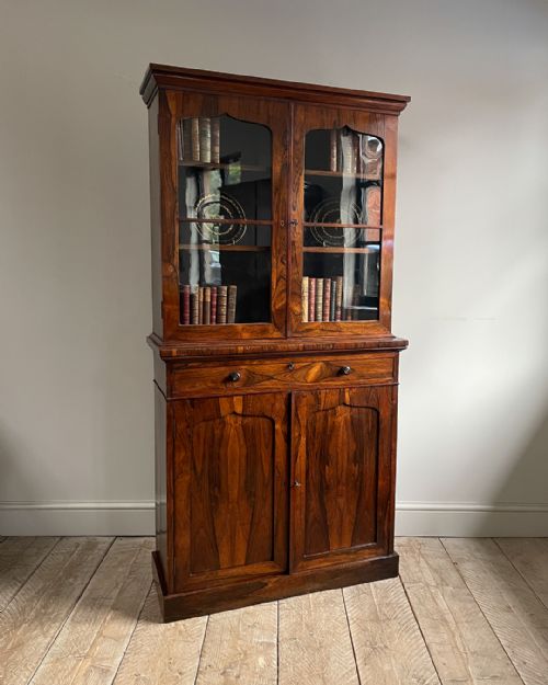 charming small rosewood cabinet bookcase - CATEGORY: ANTIQUE BOOKCASES - DATED 19TH CENTURY