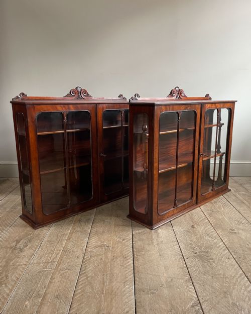 PAIR OF GLAZED MAHOGANY WALL HANGING CUPBOARDS - ADDITIONAL PHOTO 1