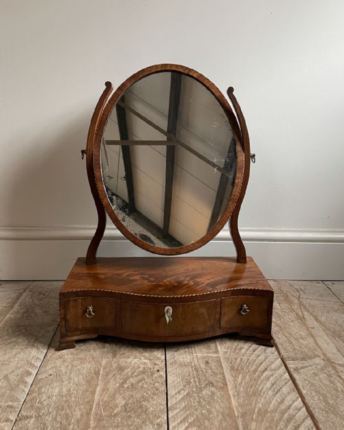 LOVELY GEORGIAN MAHOGANY SERPENTINE TOILET MIRROR - ADDITIONAL PHOTO 2