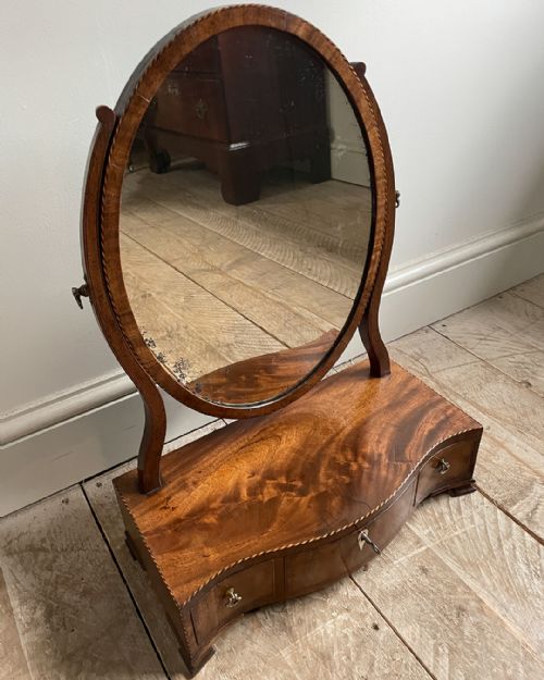 LOVELY GEORGIAN MAHOGANY SERPENTINE TOILET MIRROR - ADDITIONAL PHOTO 3