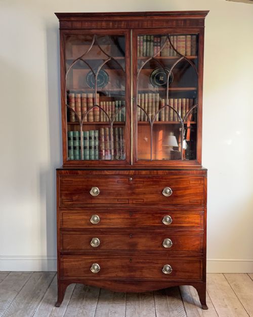 fine georgian mahogany secretaire bookcase - CATEGORY: ANTIQUE BOOKCASES - DATED GEORGIAN