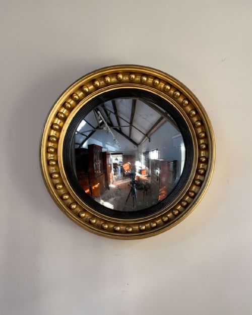fine early 19th century gilt convex mirror - CATEGORY: ANTIQUE MIRRORS - DATED 19TH CENTURY