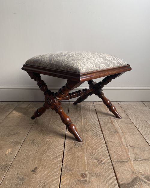 william iv rosewood x frame stool - CATEGORY: ANTIQUE STOOLS - DATED 19TH CENTURY
