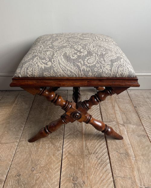WILLIAM IV ROSEWOOD X FRAME STOOL - ADDITIONAL PHOTO 3