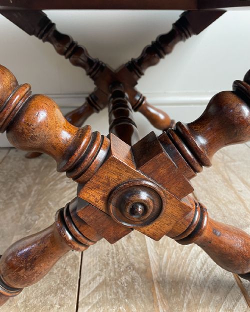 WILLIAM IV ROSEWOOD X FRAME STOOL - ADDITIONAL PHOTO 4