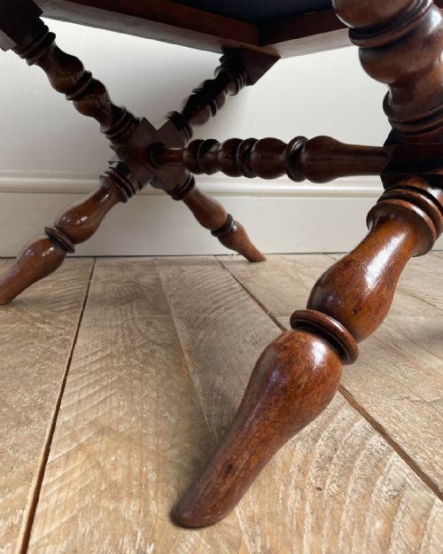 WILLIAM IV ROSEWOOD X FRAME STOOL - ADDITIONAL PHOTO 6