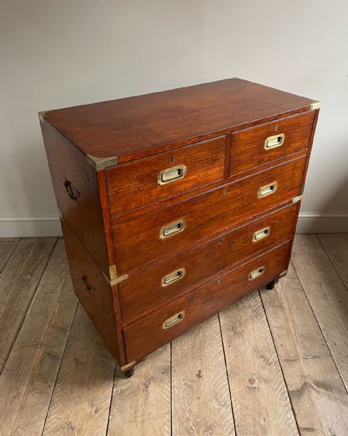 EARLY 19TH CENTURY TEAK CAMPAIGN CHEST - ADDITIONAL PHOTO 1