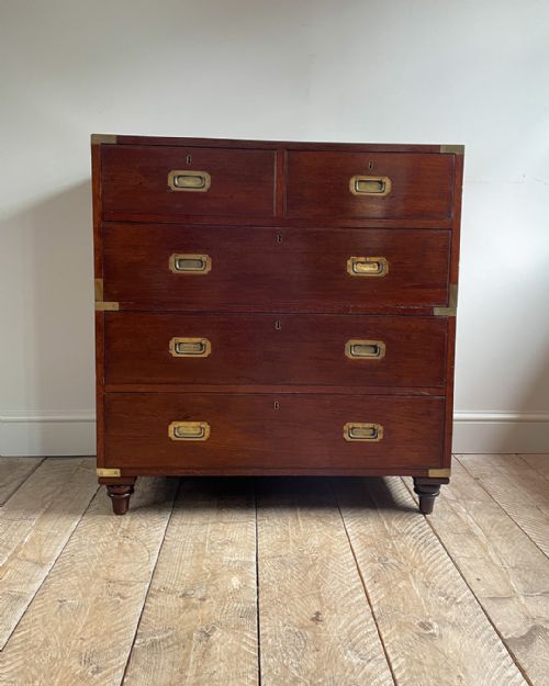 EARLY 19TH CENTURY TEAK CAMPAIGN CHEST - ADDITIONAL PHOTO 2