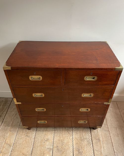 EARLY 19TH CENTURY TEAK CAMPAIGN CHEST - ADDITIONAL PHOTO 3