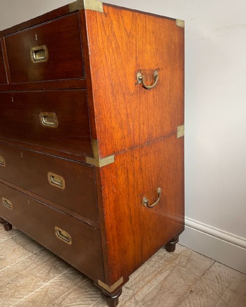 EARLY 19TH CENTURY TEAK CAMPAIGN CHEST - ADDITIONAL PHOTO 4