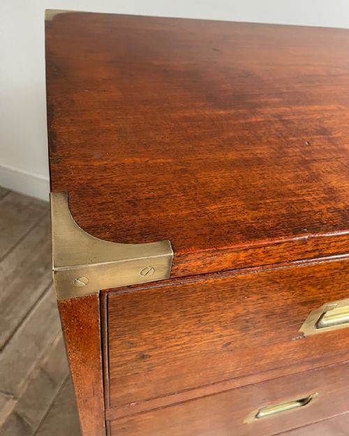 EARLY 19TH CENTURY TEAK CAMPAIGN CHEST - ADDITIONAL PHOTO 6