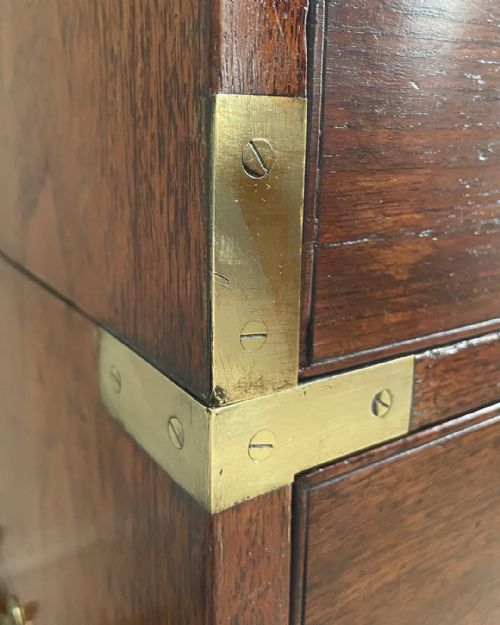 EARLY 19TH CENTURY TEAK CAMPAIGN CHEST - ADDITIONAL PHOTO 9