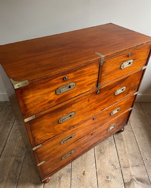 19TH CENTURY MAHOGANY CAMPAIGN CHEST - ADDITIONAL PHOTO 2
