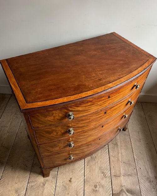 GEORGIAN BOWFRONT CHEST OF DRAWERS IN GOLDEN MAHOGANY - ADDITIONAL PHOTO 1