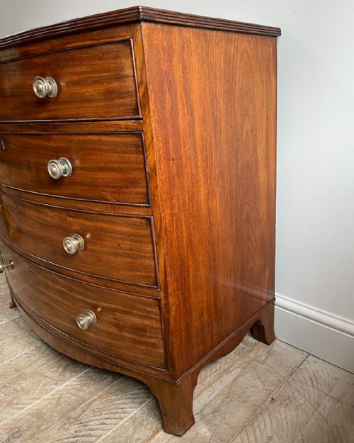 GEORGIAN BOWFRONT CHEST OF DRAWERS IN GOLDEN MAHOGANY - ADDITIONAL PHOTO 6