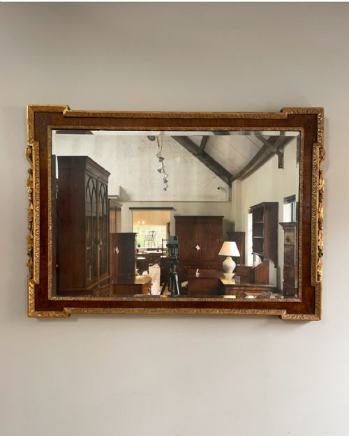 lovely walnut and parcel gilt overmantel mirror - CATEGORY: ANTIQUE MIRRORS - DATED 19TH CENTURY