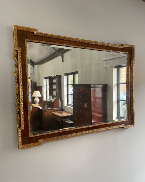 LOVELY WALNUT AND PARCEL GILT OVERMANTEL MIRROR - ADDITIONAL PHOTO 1