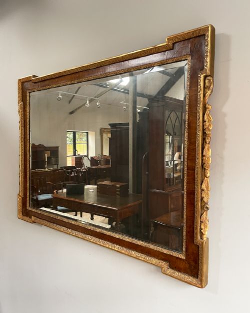 LOVELY WALNUT AND PARCEL GILT OVERMANTEL MIRROR - ADDITIONAL PHOTO 2